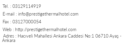 Prestige Thermal Hotel & Spa Wellness telefon numaralar, faks, e-mail, posta adresi ve iletiim bilgileri